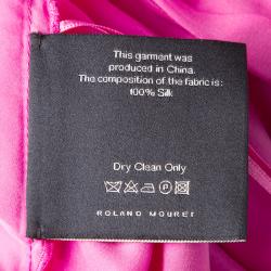 Pre Owned Roland Mouret Pink Silk Draped Cutout Back Contrast Tie Detail Sleeveless Dress M