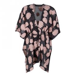 Pre Owned Roland Mouret Black Cotton Floral Pattern Jacquard Kaftan Top L