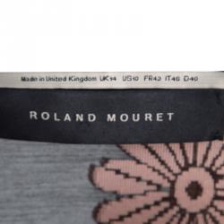 Pre Owned Roland Mouret Black Cotton Floral Pattern Jacquard Kaftan Top L