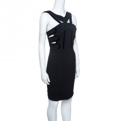 Pre Owned Roland Mouret Black Cutout Stretch Crepe Altamira Mini Dress M