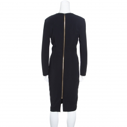 Pre Owned Roland Mouret Monochrome Wool Colorblock V Neck Shift Dress L