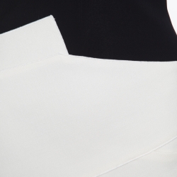 Pre Owned Roland Mouret Monochrome Wool Colorblock V Neck Shift Dress L