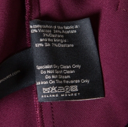 Pre Owned Roland Mouret Burgundy Contrast Trim Long Sleeve Asymmetric Top L