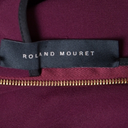Pre Owned Roland Mouret Burgundy Contrast Trim Long Sleeve Asymmetric Top L