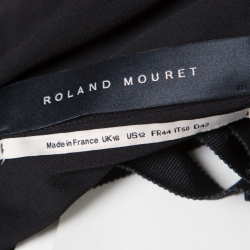 Pre Owned Roland Mouret Black Crepe Knit Draped Featherstone Evening Gown L