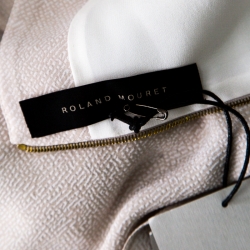 Pre Owned Roland Mouret Beige Textured Crepe Wicklow Angular Peplum Top L