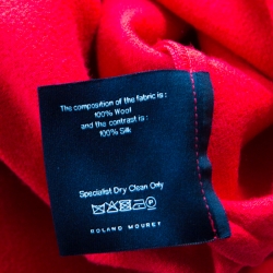 Pre Owned Roland Mouret Lipstick Red Crepe Wool One Shoulder Pernice Cocktail Dress S