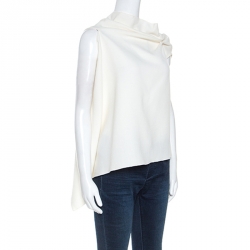 Pre Owned Roland Mouret Cream Wool Crepe Open Back Eugene Top M