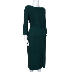 Pre Owned Roland Mouret Green Crepe Ardingly Midi Dress XL