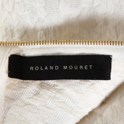 Pre Owned Roland Mouret White Puckered Stretch Knit Hewer Flute Skirt L