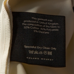 Pre Owned Roland Mouret Cream Piora Printed Stretch Cotton Blend Dress M