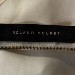 Pre Owned Roland Mouret Cream Piora Printed Stretch Cotton Blend Dress M