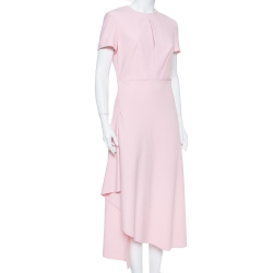 Pre Owned Roland Mouret Pink Crepe Draped Ardmore Midi Dress M