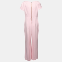 Pre Owned Roland Mouret Pink Crepe Asymmetrical Neck Jumpsuit L