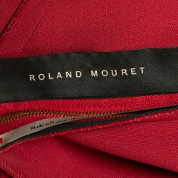 Pre Owned Roland Mouret Red Crepe Asymmetric Mermaid Gown M