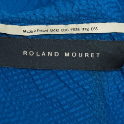 Pre Owned Roland Mouret Blue Textured Silk Top and Pants Set M