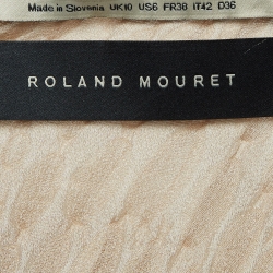 Pre Owned Roland Mouret Beige Crinkle Silk Asymmetric Draped Blouse M