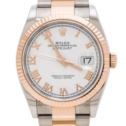 Pre Owned ساعة يد نسائية رولكس اويسترستيل دايتجست M126231-0016 ذهب وردي عيار 18 بيضاء 36 مم