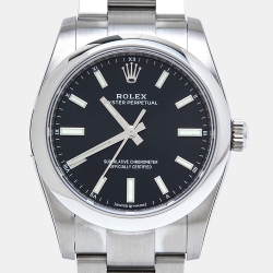 Pre Owned Rolex Black Oystersteel Oyster Perpetual M124200-0002 Women's Wristwatch 34 mm