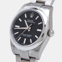 Pre Owned Rolex Black Oystersteel Oyster Perpetual M124200-0002 Women's Wristwatch 34 mm