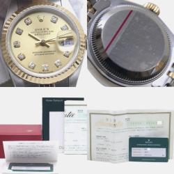 Pre Owned Rolex Champagne Diamond 18k Yellow Gold Stainless Steel Datejust 79173 Automatic Women's Wristwatch 26 mm