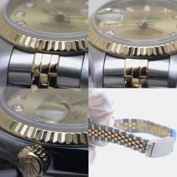 Pre Owned Rolex Champagne Diamond 18k Yellow Gold Stainless Steel Datejust 79173 Automatic Women's Wristwatch 26 mm