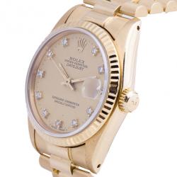 مملوكة مسبقًا Rolex Gold 18K Yellow Gold DateJust Women's Wristwatch 31MM