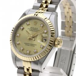 Pre Owned Rolex Champagne 18K Yellow Gold and Stainless Steel Datejust Women's Wristwatch 26MM