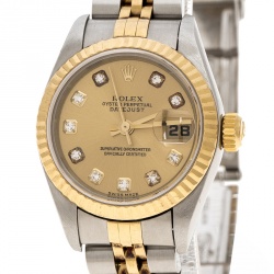 Pre Owned ساعة يد نسائية رولكس 79173 دايت جست ستانلس ستيل وذهب أصفر عيار 18 ذهبية 26 مم