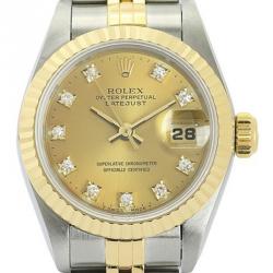Pre Owned Rolex Champagne 18K Yellow Gold and Stainless Steel Datejust Women's Wristwatch 26MM