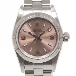 Pre Owned Rolex Pink Stainless Steel Oyster Perpetual Women's Wristwatch 25MM