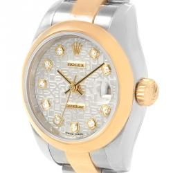 مملوكة مسبقًا ساعة يد نسائية رولكس ديت جست ستانلس ستيل وذهب أصفر عيار 18 فضية 26مم