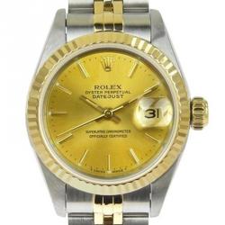Pre Owned Rolex Champagne 18K Yellow Gold and Stainless Steel Datejust Women's Wristwatch 26MM