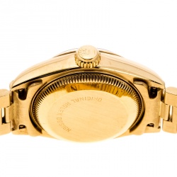 مملوكة مسبقًا Rolex Gold Dial 18K Yellow Gold Diamonds 69178 Datejust Women's Wristwatch 26 mm