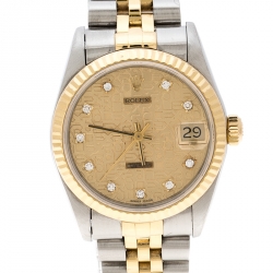 Pre Owned Rolex Gold Jubilee Dial 18K Yellow Gold and Stainless Steel Datejust 68273 Women's Wristwatch 30 mm