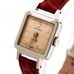 Rolex Cream Stainless Steel Vintage Precision 9158 Women's Wristwatch 17 mm