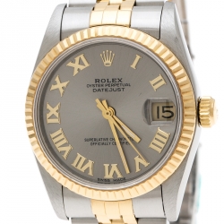 مملوكة مسبقًا ساعة يد نسائية رولكس لايدي ديت جست 31 68273 ستانلس ستيل ذهب أصفر عيار 18 رصاصية 31 مم