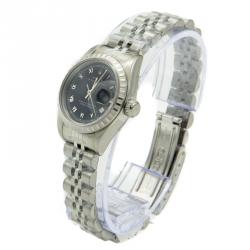 Pre Owned Rolex Navy Stainless Steel Date Just Roman Numbers Dial Women's Watch 26MM