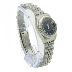 Pre Owned Rolex Navy Stainless Steel Date Just Roman Numbers Dial Women's Watch 26MM