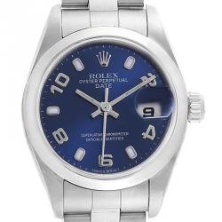 Pre Owned Rolex Blue Stainless Steel Date 79160 Women's Wristwatch 25MM