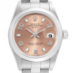 Pre Owned Rolex Salmon Stainless Steel Date 79160 Women's Wristwatch 26MM