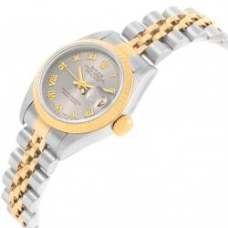 Pre Owned Rolex Slate 18K Yellow Gold and Stainless Steel Datejust 69173 Women's Wristwatch 26MM