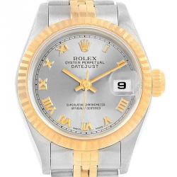Pre Owned Rolex Slate 18K Yellow Gold and Stainless Steel Datejust 69173 Women's Wristwatch 26MM