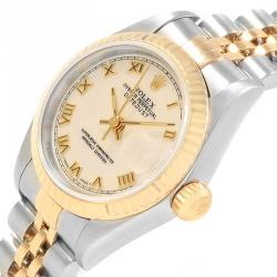 Pre Owned Rolex Ivory 18K Yellow Gold and Stainless Steel Datejust 69173 Women's Wristwatch 26MM