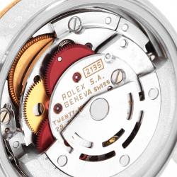 Pre Owned Rolex Silver Tapestry 18K Yellow Gold and Stainless Steel Datejust 69173 Women's Wristwatch 26MM