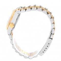 Pre Owned Rolex Silver Tapestry 18K Yellow Gold and Stainless Steel Datejust 69173 Women's Wristwatch 26MM