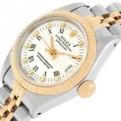 مملوكة مسبقًا Rolex White 18K Yellow Gold and Stainless Steel Datejust 69173 Women's Wristwatch 26MM