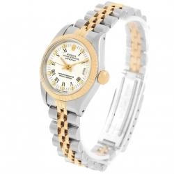 مملوكة مسبقًا Rolex White 18K Yellow Gold and Stainless Steel Datejust 69173 Women's Wristwatch 26MM