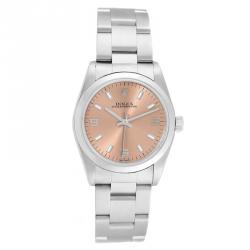 Pre Owned Rolex Salmon Stainless Steel Baton 77080 Women's Wristwatch 31MM
