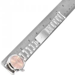 Pre Owned Rolex Salmon Stainless Steel Baton 77080 Women's Wristwatch 31MM